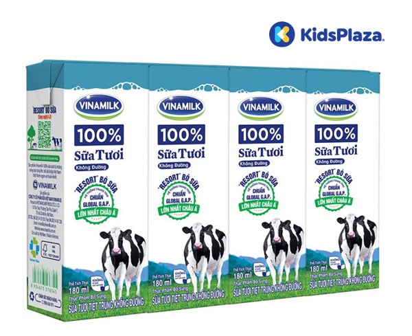 Sữa tươi tiệt trùng không đường Vinamilk 4*180ml  hình 1