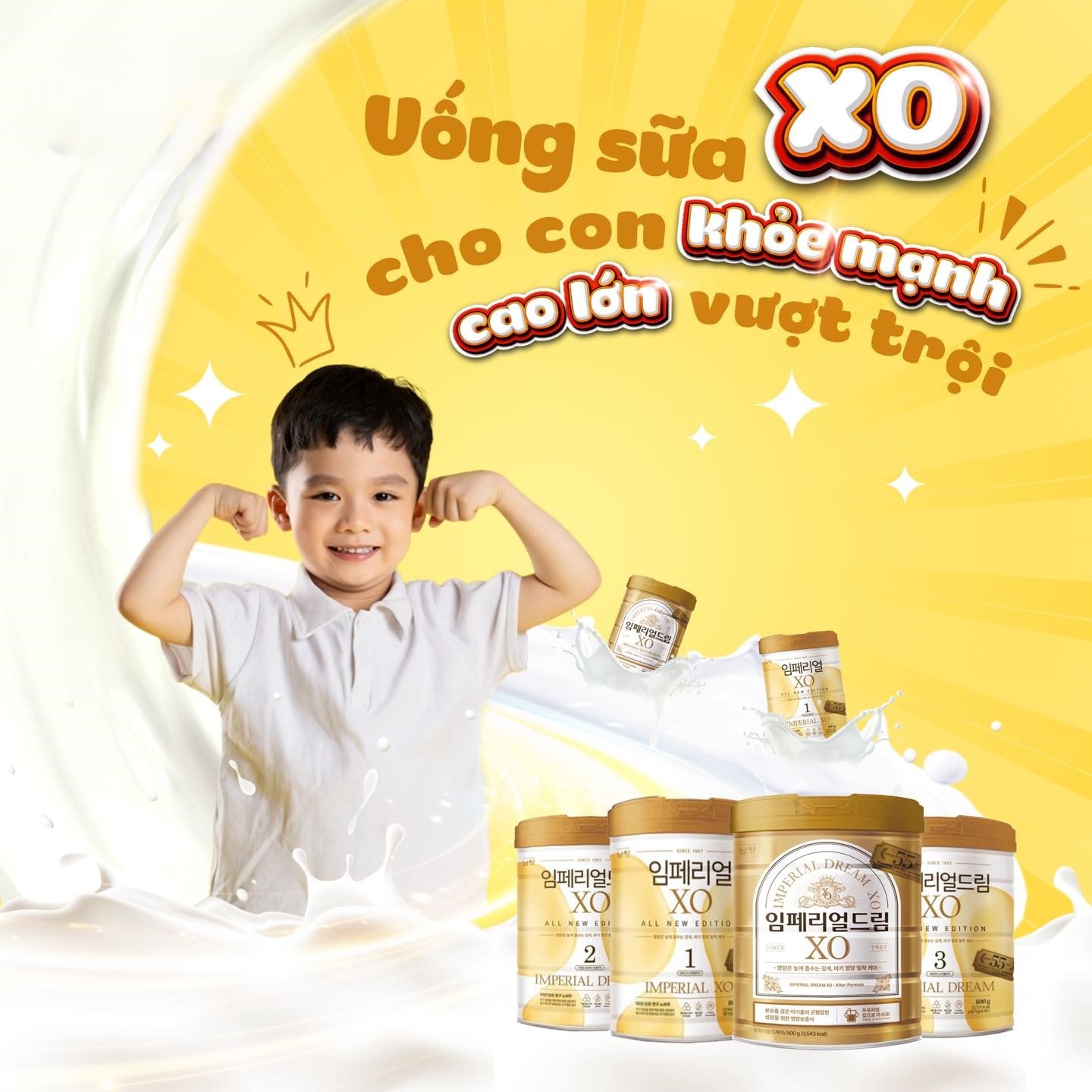 Các loại sữa XO Hàn Quốc cho bé gồm 4 số