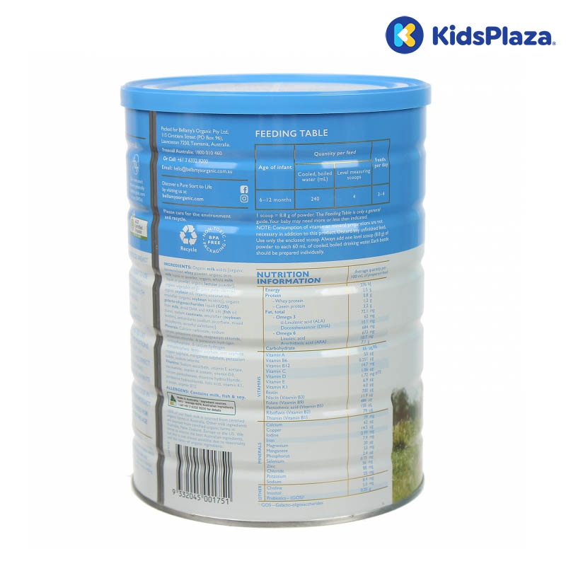 Sữa bột Bellamy’s Organic S2 900g cho bé 6M-12M hình 2