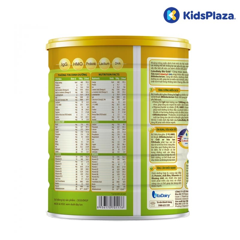 Sữa bột Colosbaby BIO Gold 2+ 800g cho bé trên 2 tuổi hình 2