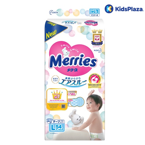 Bỉm - Tã dán Merries size L 54 miếng (cho bé 9-14kg) hình 1