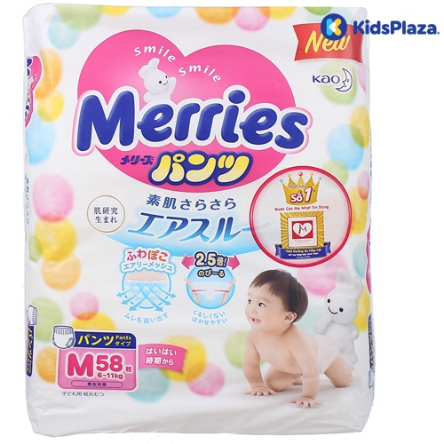 Bỉm - tã quần Merries size M 58 miếng (cho bé 6-11kg) hình 1