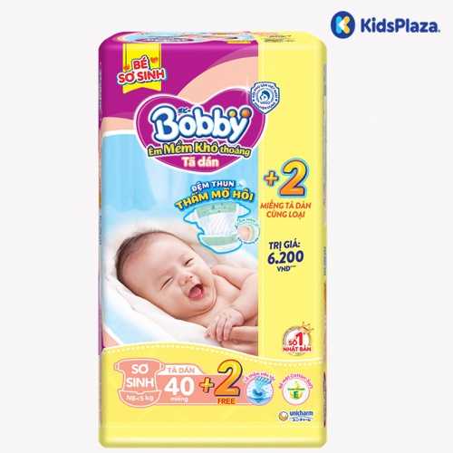 Bỉm - Tã dán Bobby size XS 42 miếng (cho bé <5kg) hình 1
