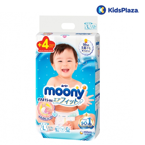 Bỉm - Tã dán Moony cộng miếng size L 54 + 4 (9 - 14kg) hình 1