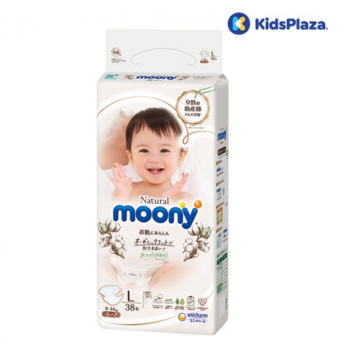 Bỉm - Tã dán Moony Natural size L 38 miếng (9 - 14kg) hình 1
