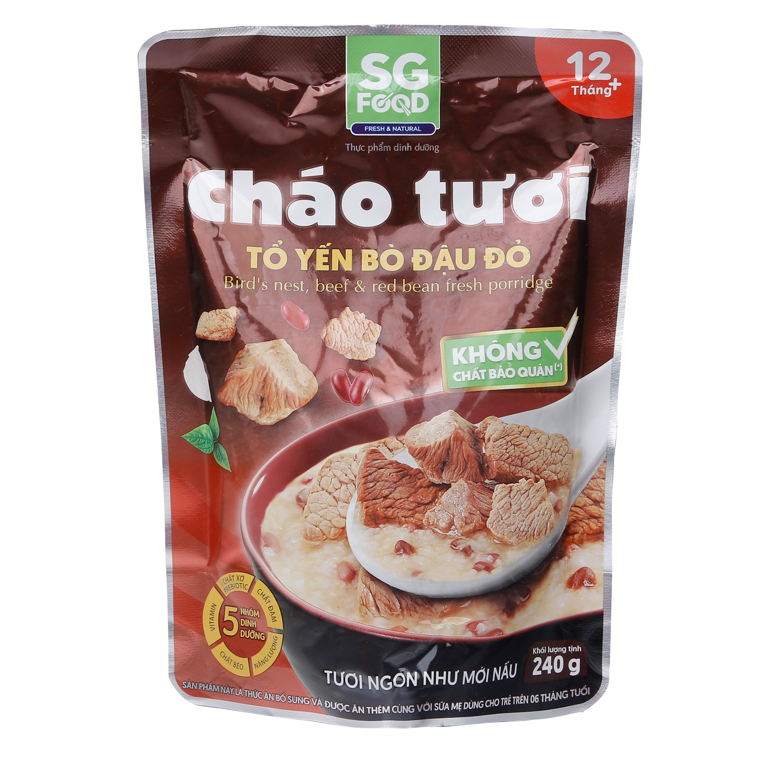 Cháo tươi Sài Gòn Food vị tổ yến bò đậu đỏ 240g cho bé 12M+ hình 1