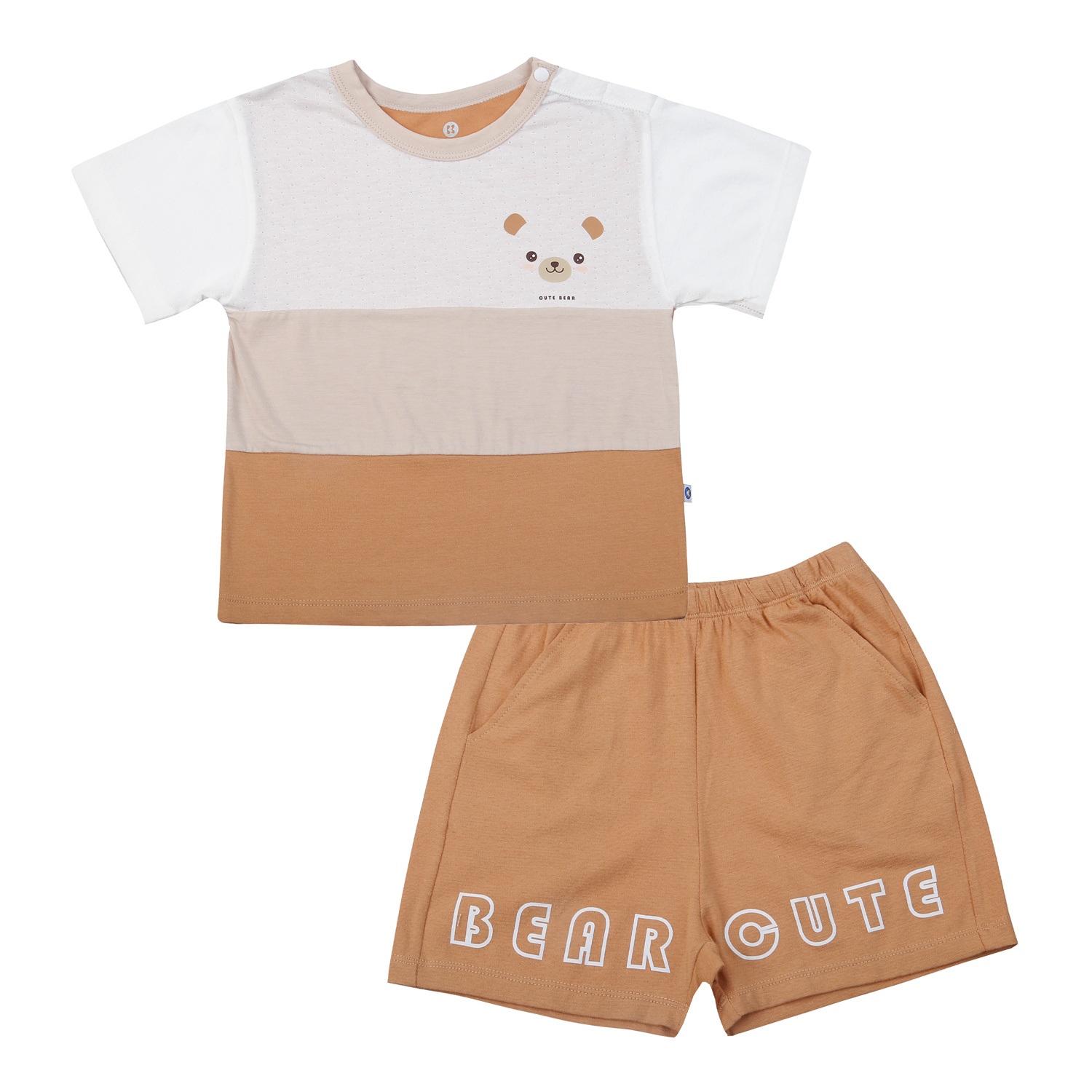 Bộ cộc bé trai Kidsplaza bear cute HN25H (Trắng Nâu) hình 1