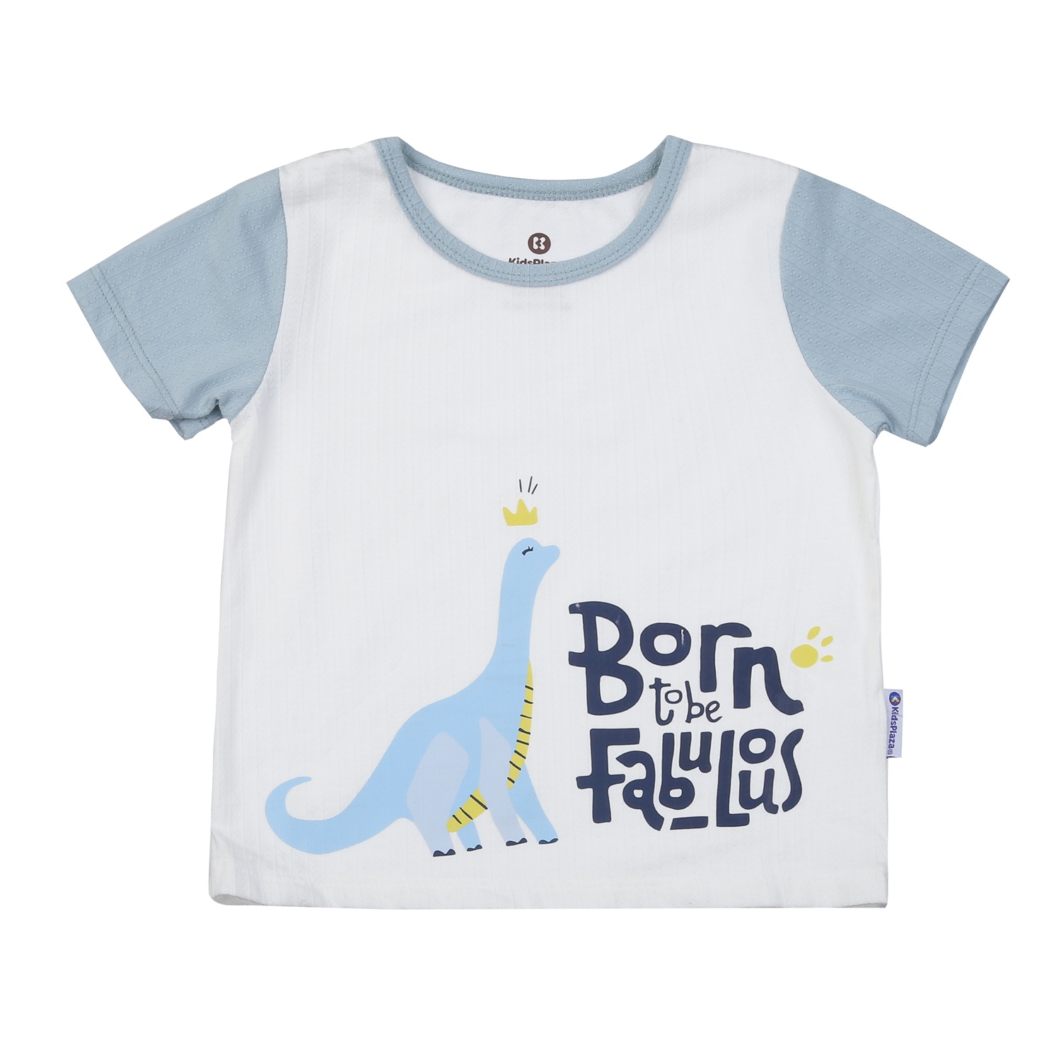Bộ cộc bé trai KidsPlaza in khủng long cao M25H (Trắng Xanh) 