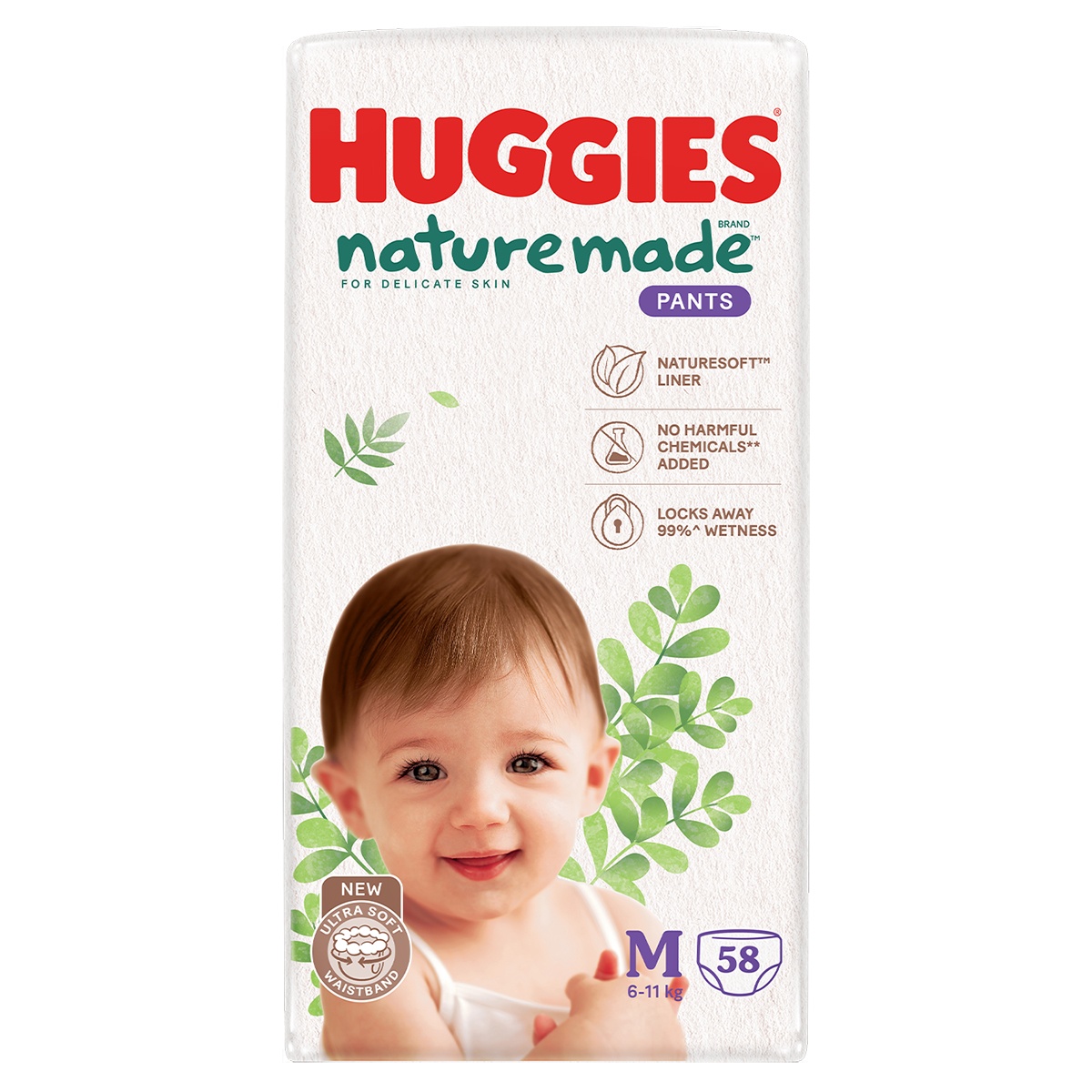 Bỉm/ tã quần Huggies Naturemade size M58 (cho bé từ 6-11kg) - EC