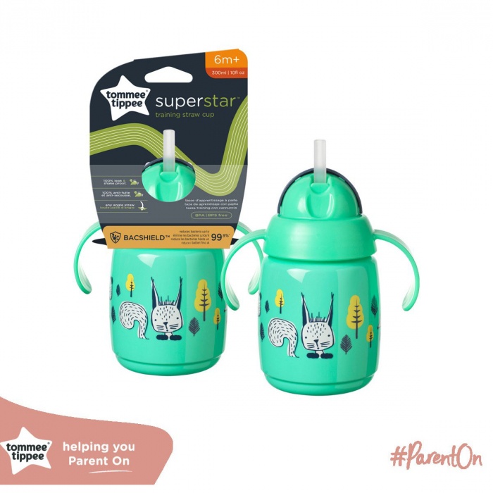 Bình tập uống nước có ống hút Tommee Tippee 300ml - Xanh hình 1