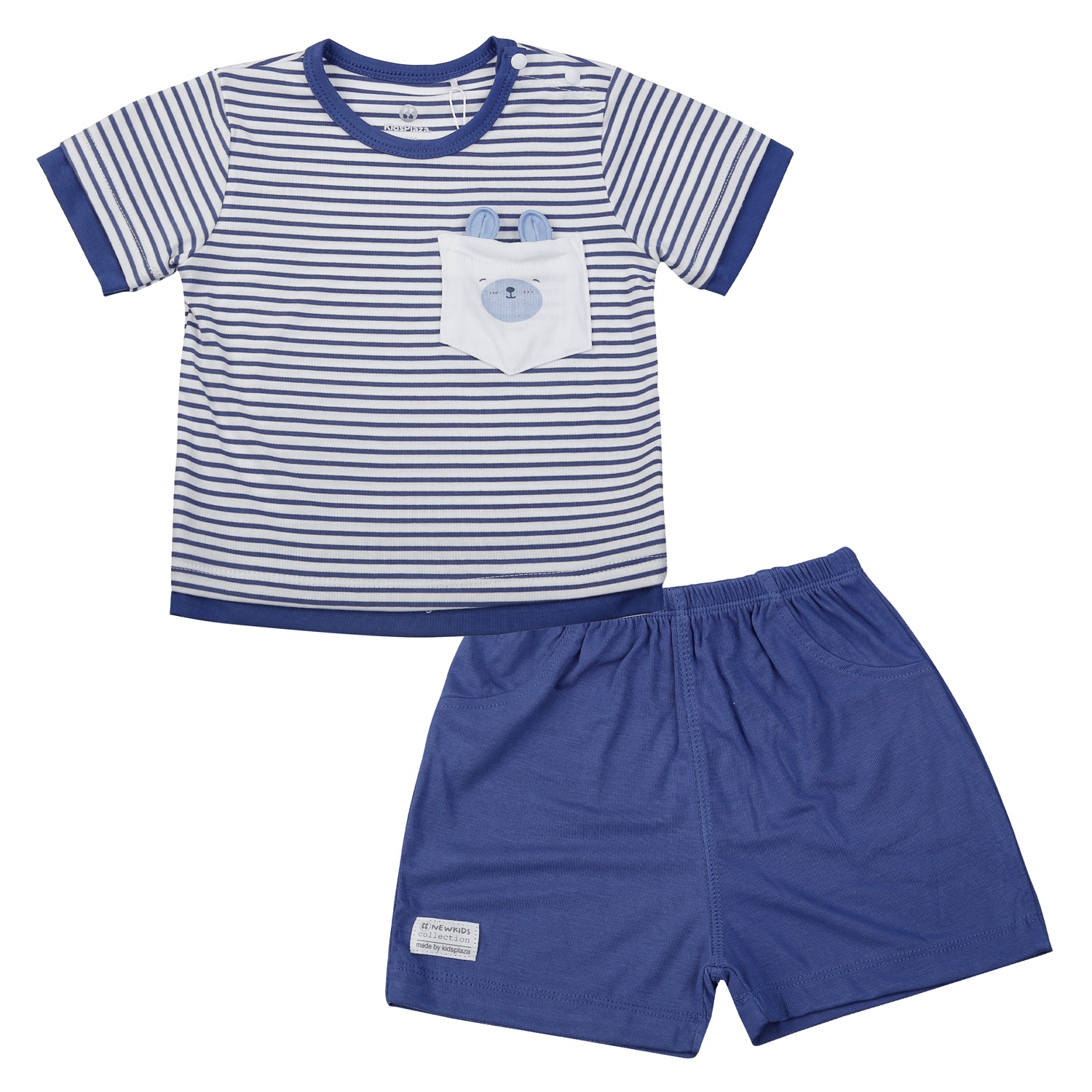 Bộ cộc bé trai KidsPlaza Otis ND25H kẻ (Xanh Trắng) 