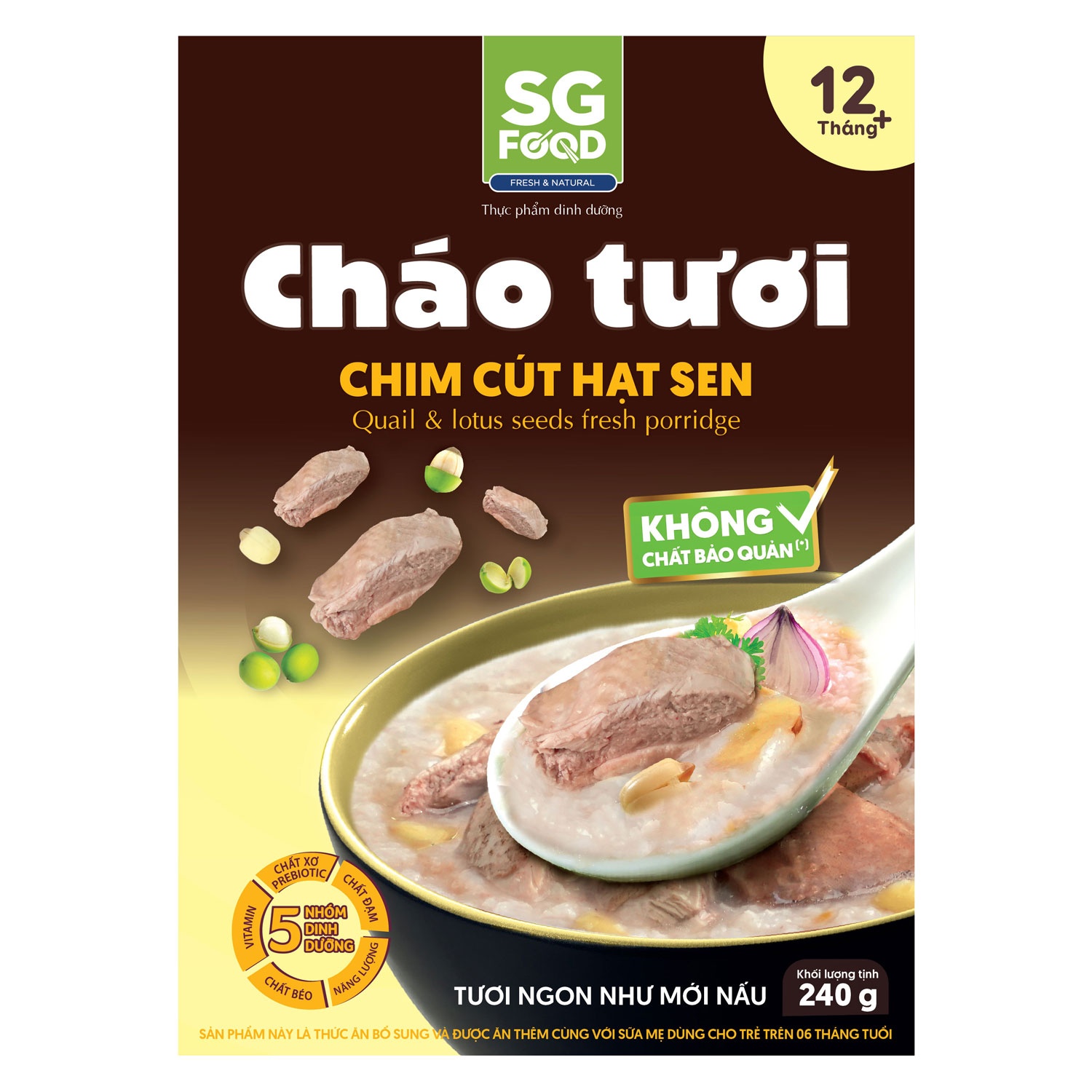  Cháo tươi Sài Gòn Food vị chim cút hạt sen 240g cho bé 12M+ hình 1