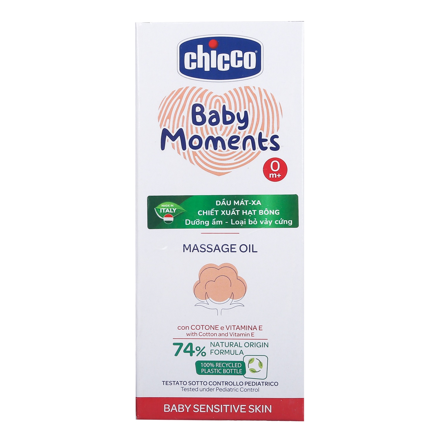 Dầu mát xa Chicco chiết xuất Hạt bông 0M+ 200ml