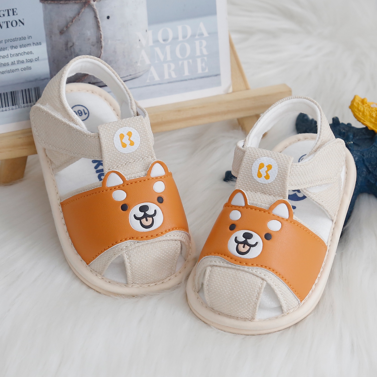 Dép Sandal tập đi KidsPlaza in cún 24K-S09 (Vàng)