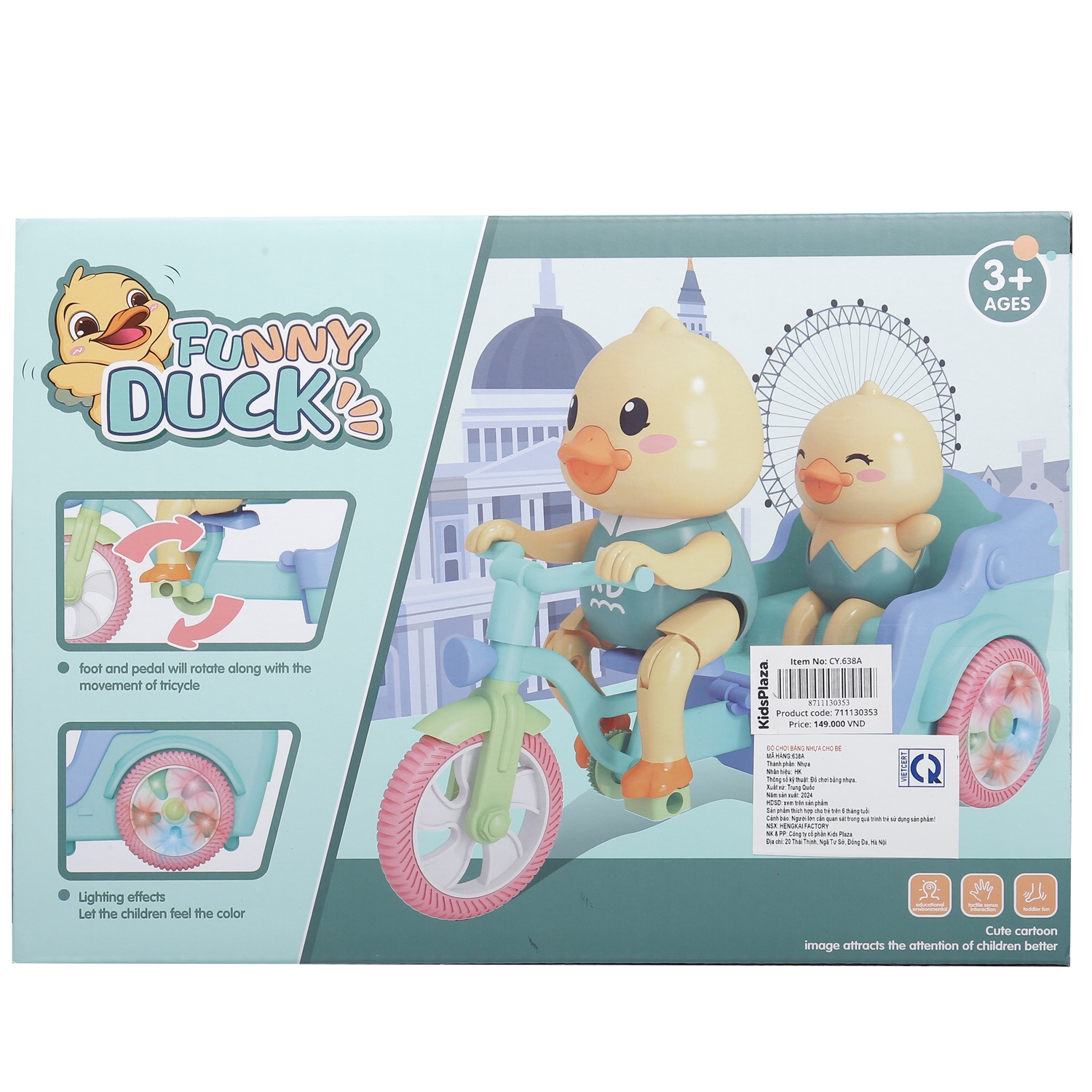 Đồ chơi chú vịt đạp xe có nhạc và đèn CY.638A hình 3