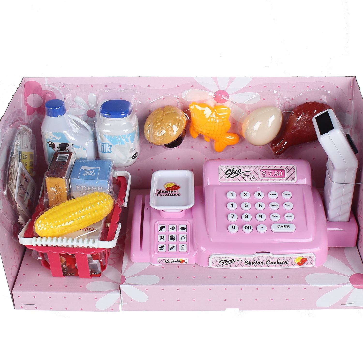 Đồ chơi máy tính tiền siêu thị màu hồng cho bé CY.888 hình 1