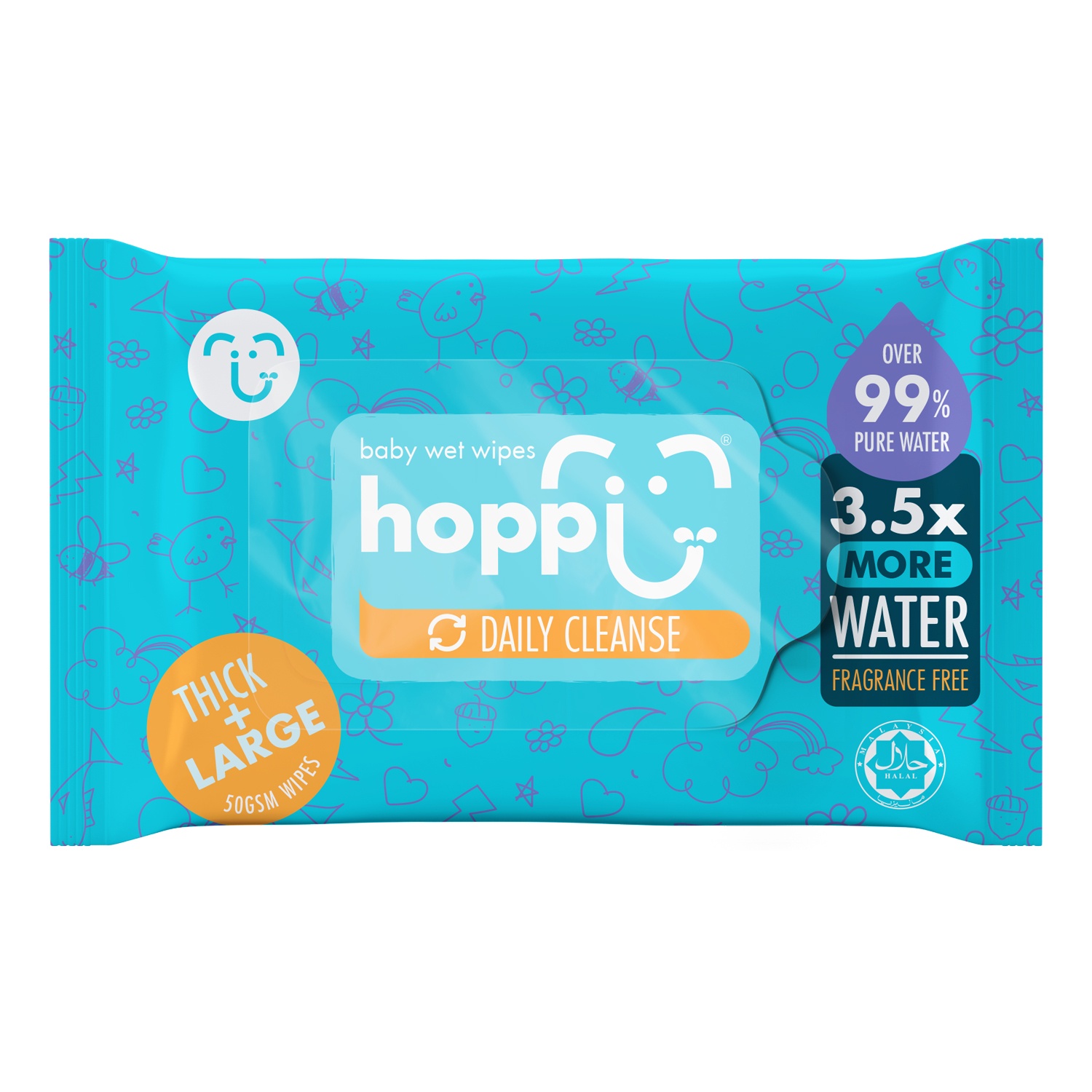 Khăn ướt tinh khiết Hoppi Daily cleanse 3.5x water 20 tờ