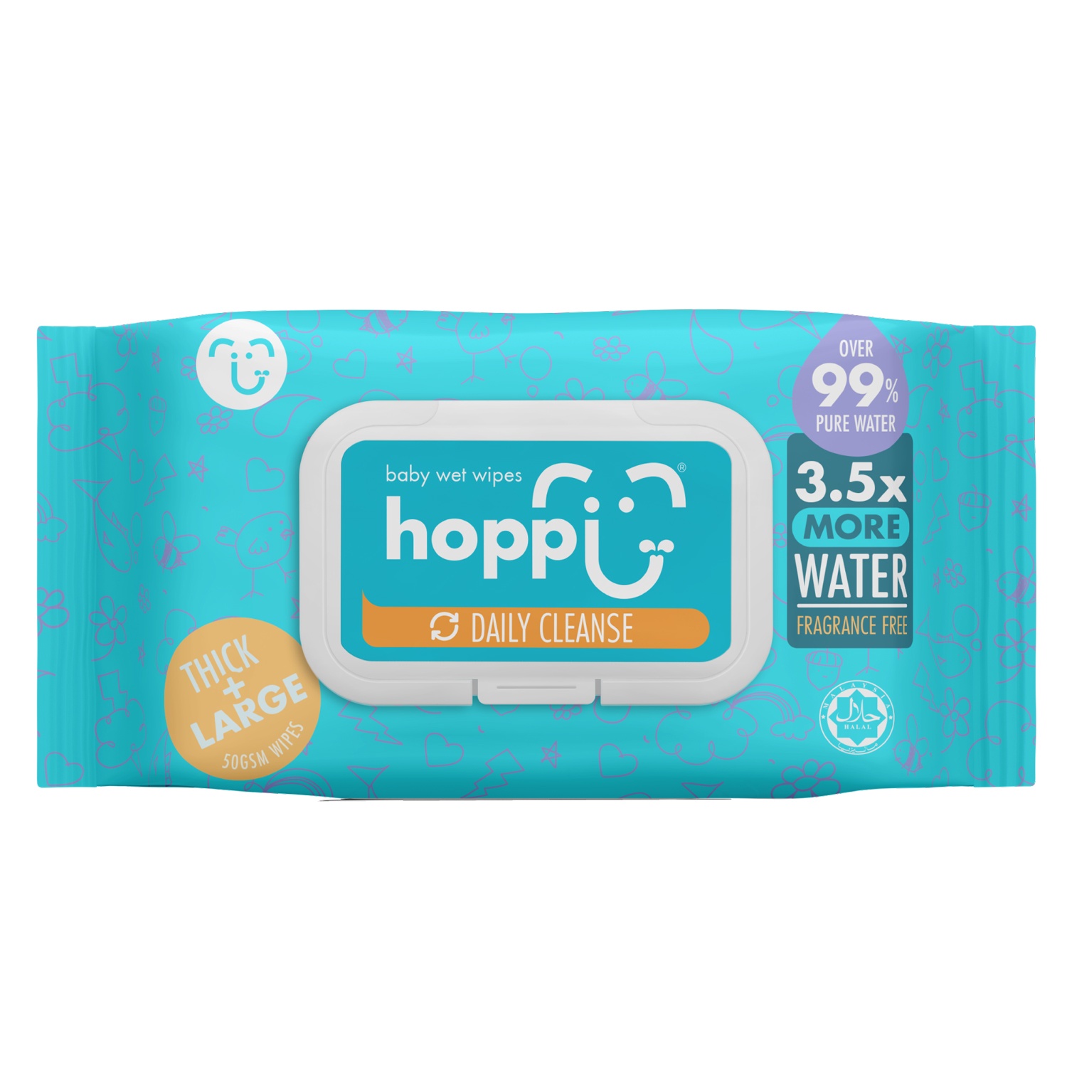 Khăn ướt tinh khiết Hoppi Daily cleanse 3.5x water 80 tờ