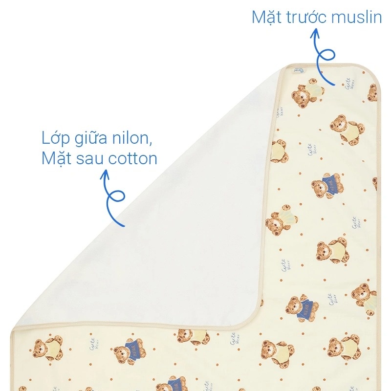 Miếng lót chống thấm Muslin Topkids 80x100cm hình 3
