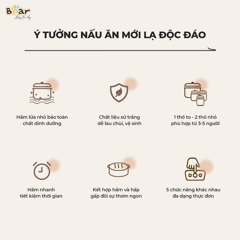 Nồi nấu chậm Bear New 1.6L SB-NNC16 hình 2