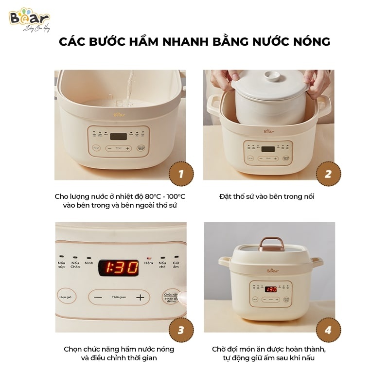 Nồi nấu chậm Bear New 1.6L SB-NNC16 hình 4