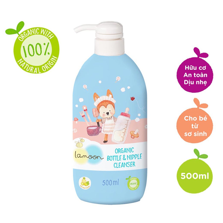 Nước rửa bình sữa Organic Lamoon chai 500ml hình 1