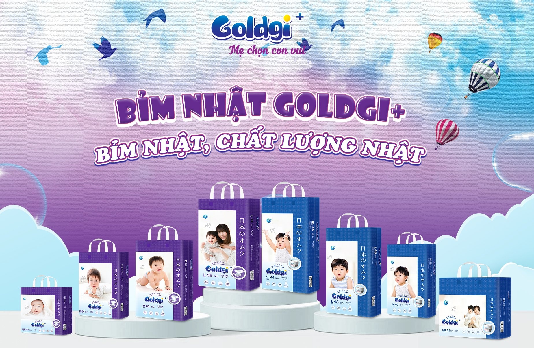 Bỉm - Tã dán Goldgi+ size L 56 miếng cho bé (9-14kg) hình 3