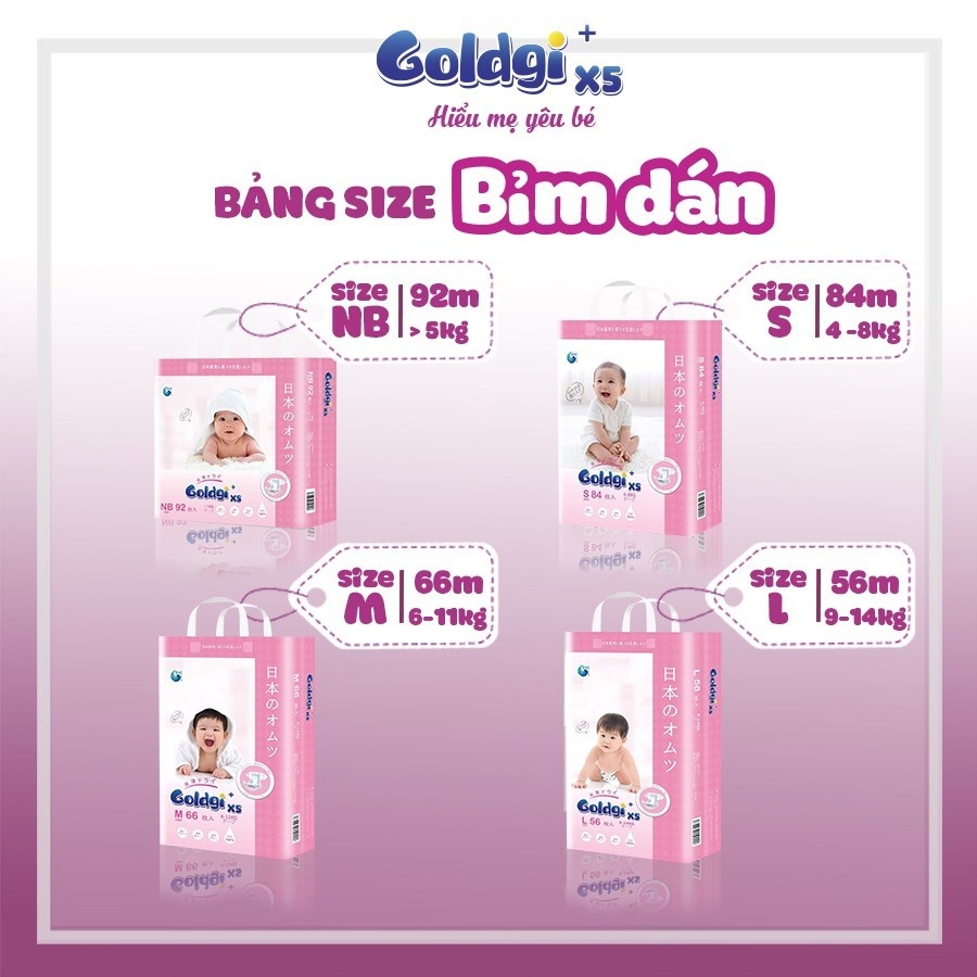 Bỉm - Tã dán Goldgi+ X5 size M 66 miếng (cho bé 6 - 11kg) hình 3