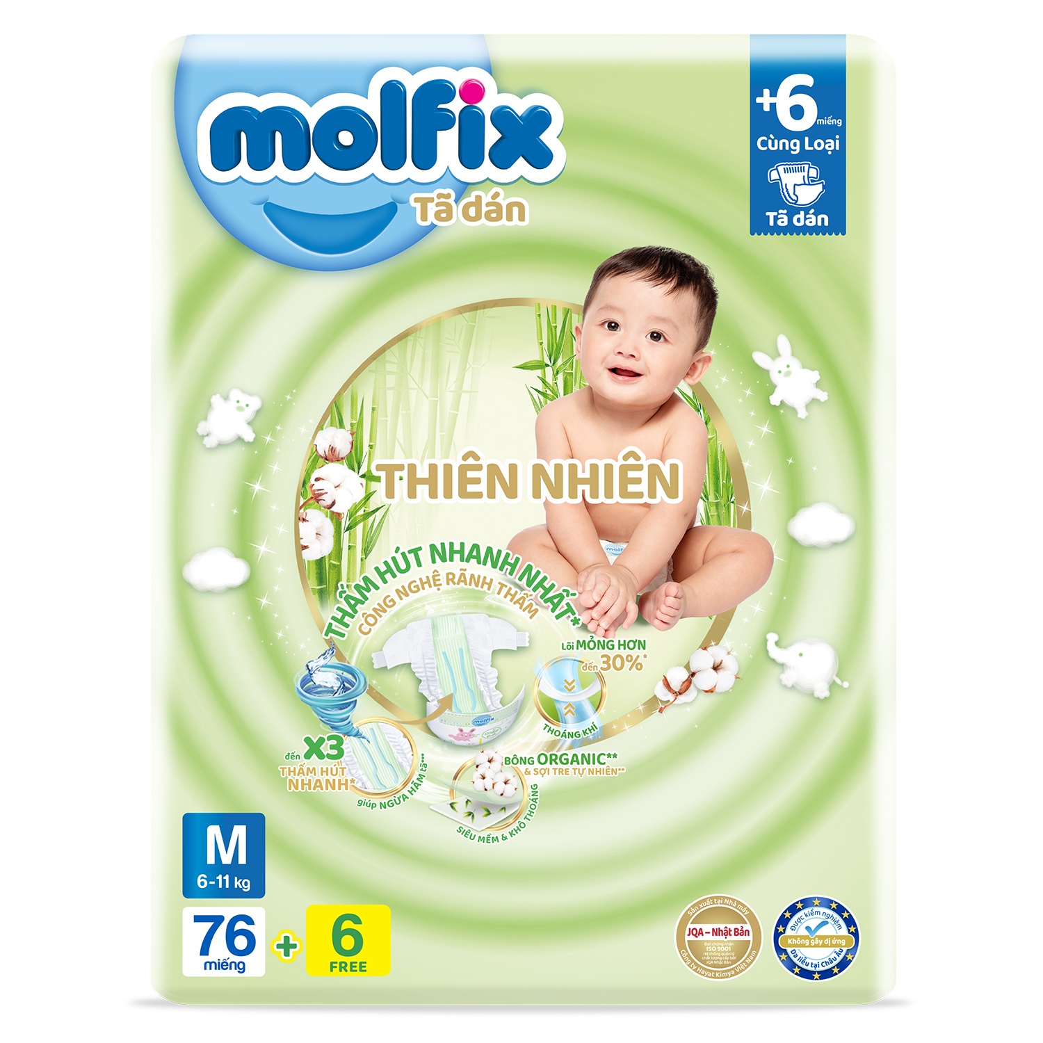 Bỉm - Tã dán Molfix Super Jumbo size M 76+6 miếng (cho bé 6kg-11kg) hình 1