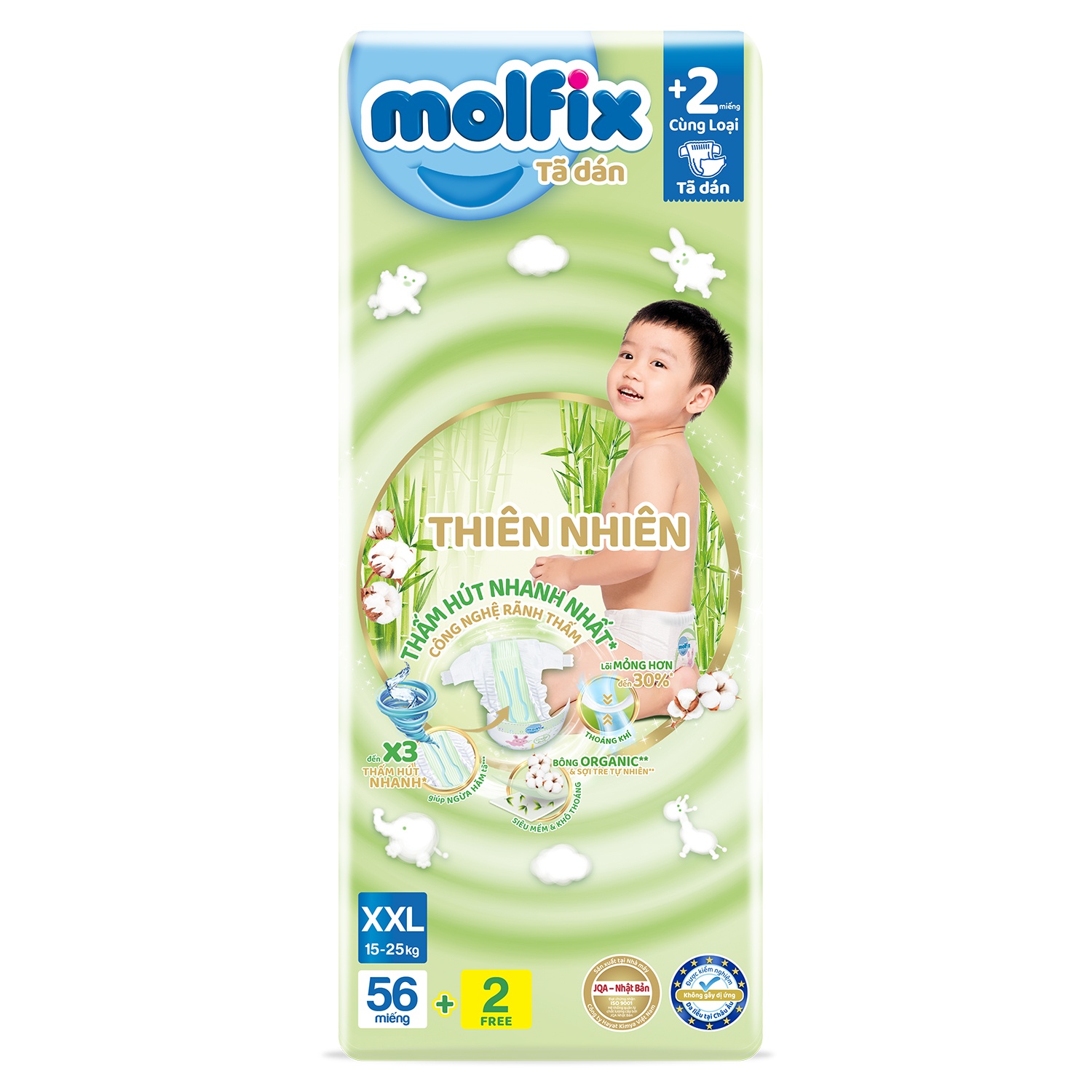 Bỉm - Tã dán Molfix Super Jumbo size XXL 56+2 miếng (cho bé 15kg-25kg) hình 1