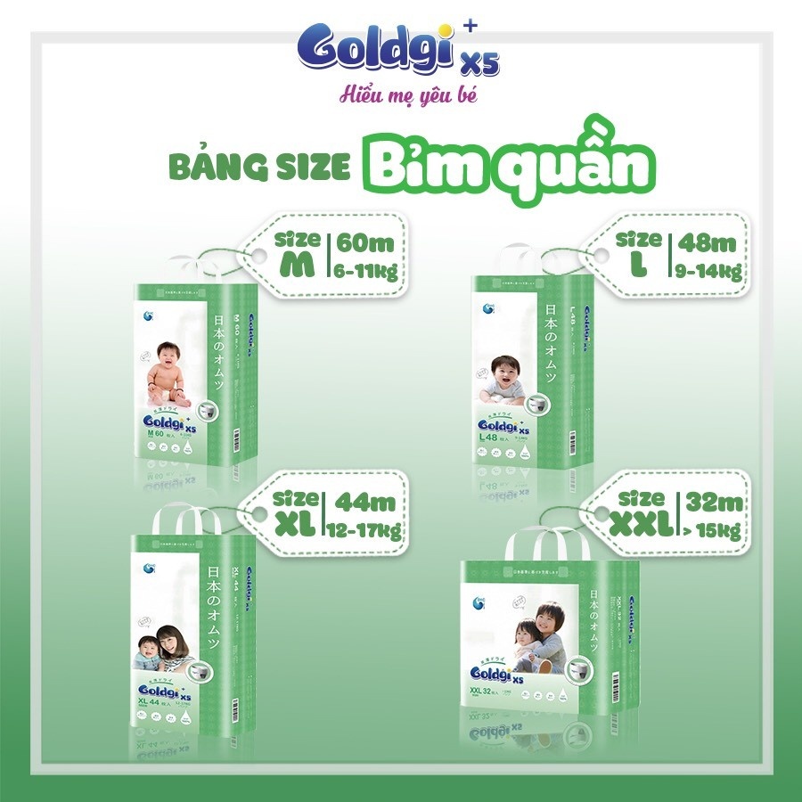 Bỉm - Tã quần Goldgi+ X5 size M 54 miếng (cho bé 6 - 11kg) hình 3