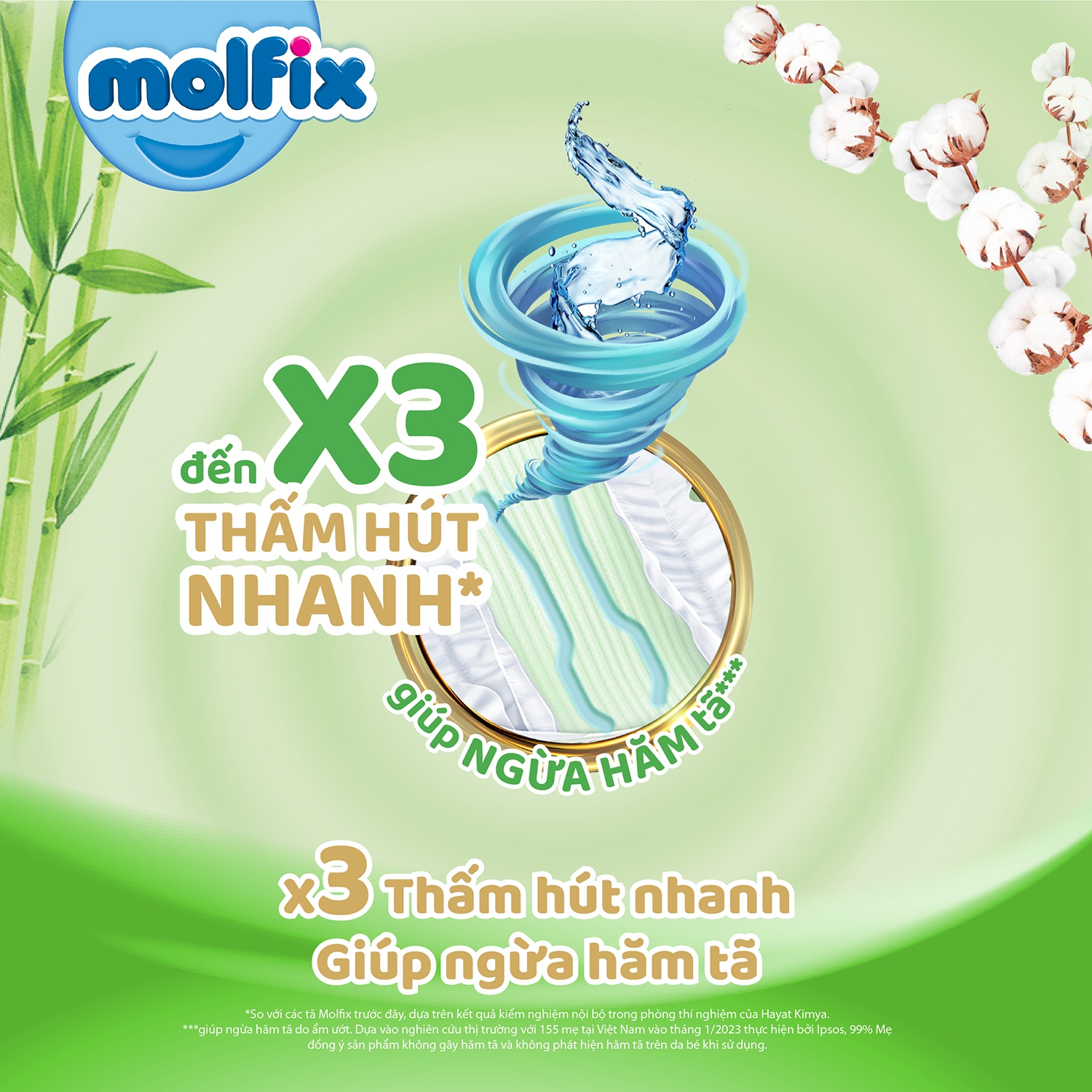 Bỉm quần Molfix size XXL Super Jumbo với lớp thấm dẫn thông minh khoá chặt chất lỏng