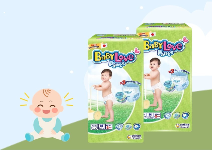 Bỉm quần Bobby Babylove Size M 48 miếng (cho bé từ 6-11kg) hình 1
