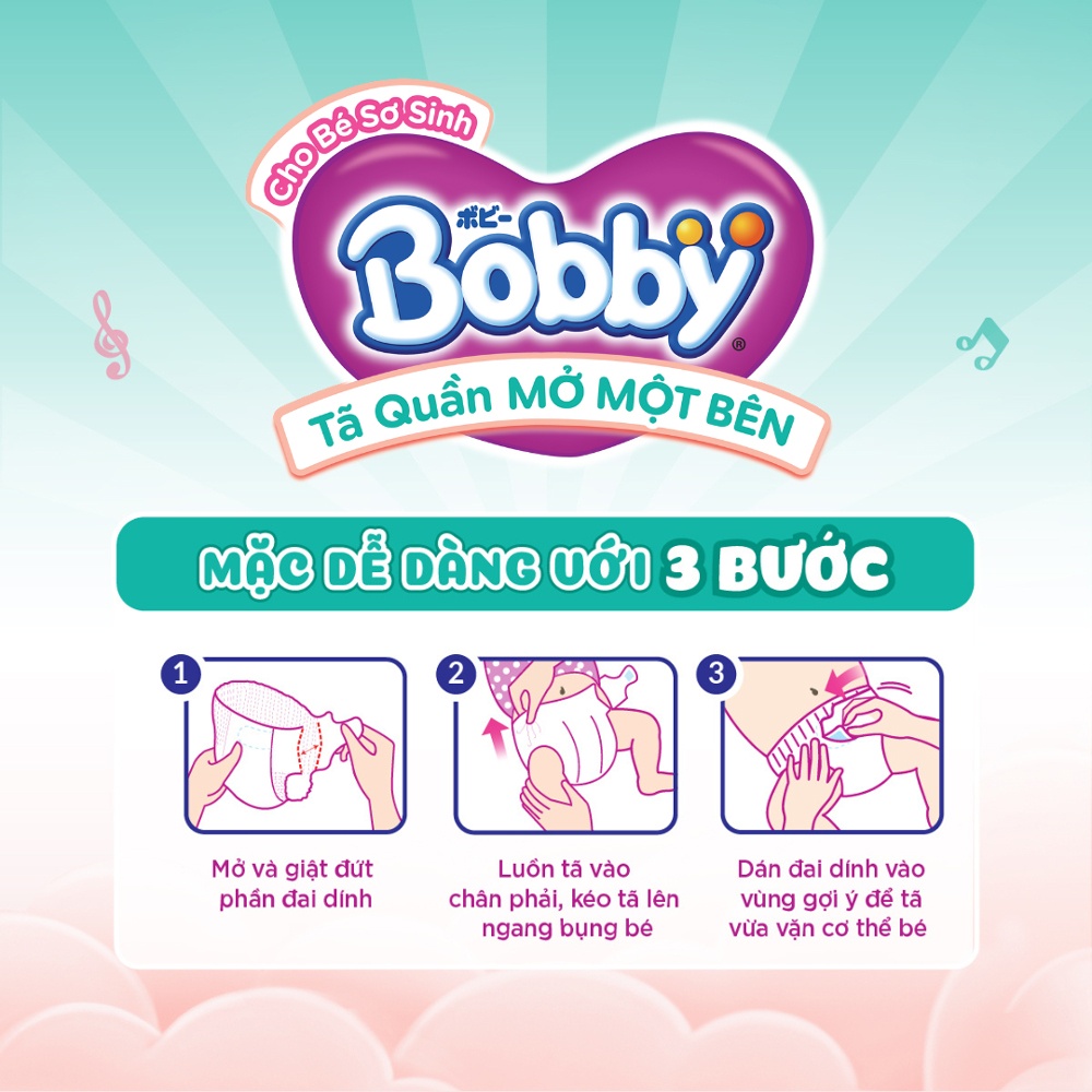 Hướng dẫn cách sử dụng tã quần Bobby mở một bên size Newborn