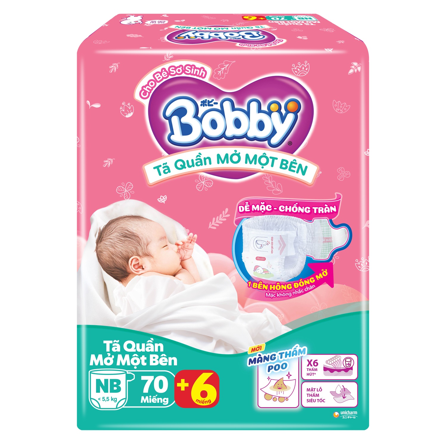 Bỉm - Tã quần Bobby mở một bên size Newborn 70 miếng (cho bé từ < 5.5kg) hình 1