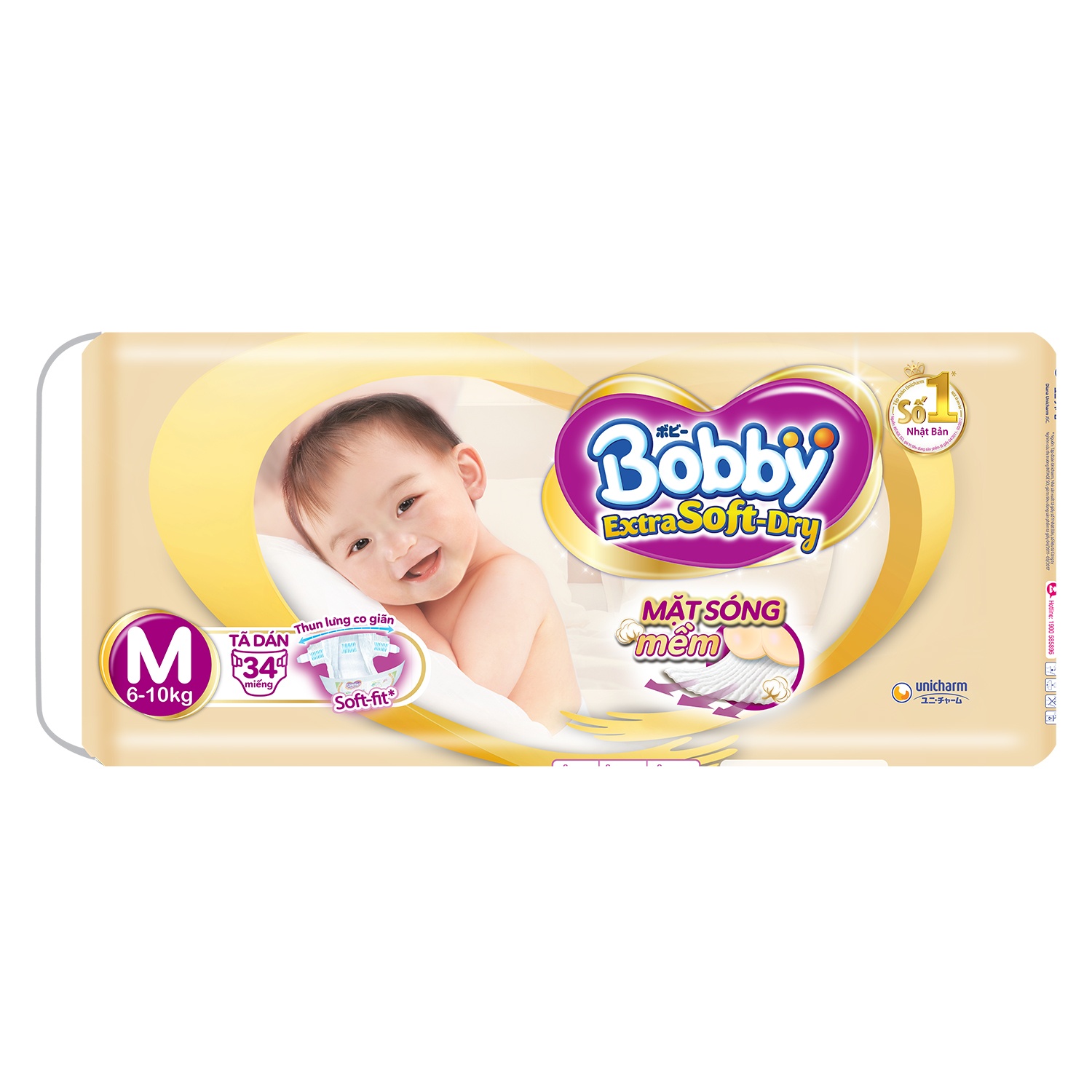 Bỉm - Tã dán Bobby Extra Soft Dry cao cấp size M 34 miếng (cho bé 6-10kg) hình 7