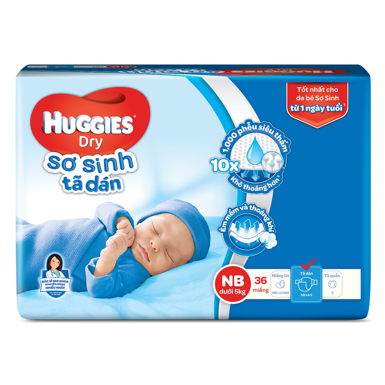 Bỉm - Tã dán Huggies size Newborn 36 miếng (cho bé dưới 5 kg) hình 1