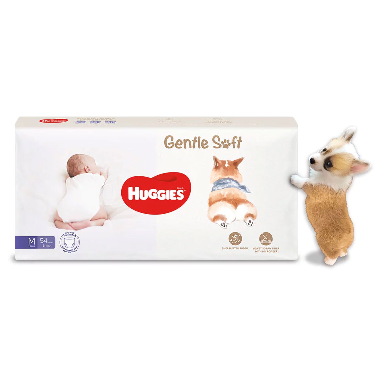 Bỉm - Tã quần Huggies Gentle Soft Corgi size M 54 miếng (cho bé từ 6-11kg)