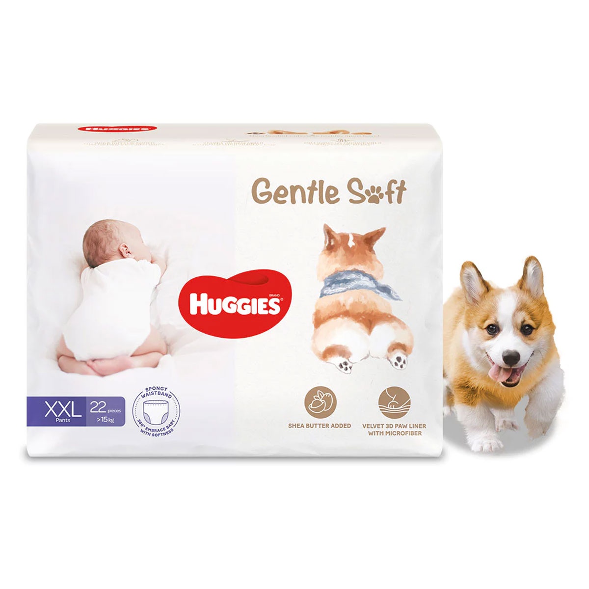 Bỉm - Tã quần Huggies Gentle Soft Corgi size XXL 22 miếng (cho bé trên 15kg) hình 1
