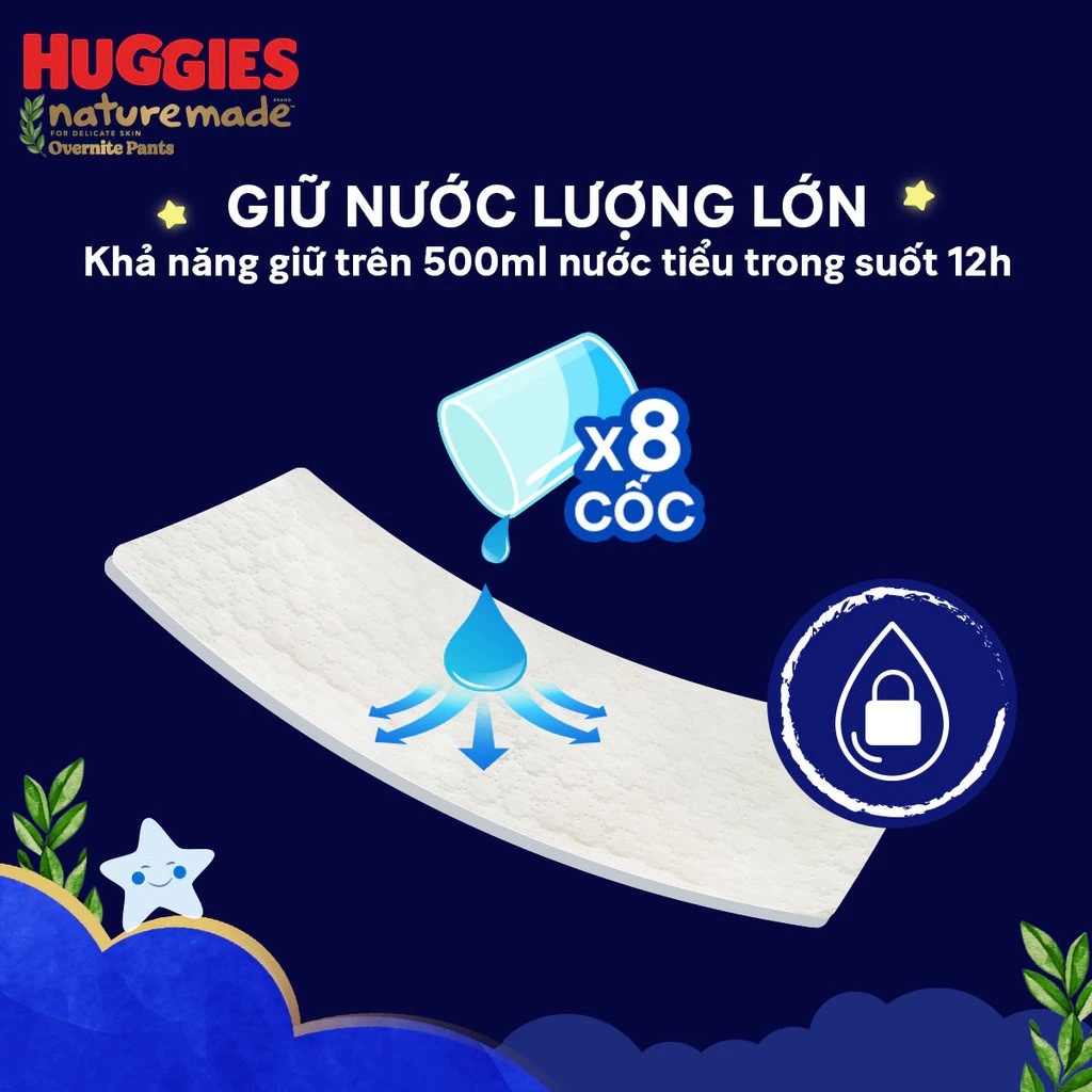 Bỉm/ tã quần Huggies Naturemade ban đêm size L44 (cho bé từ 9-14kg) - EC