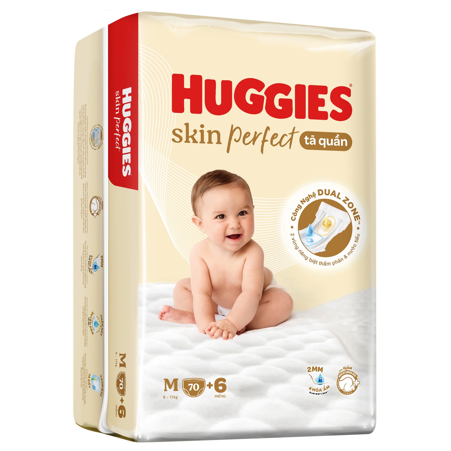 Bỉm - Tã quần Huggies Skin Perfect size M70-76 miếng (cho bé 6 - 11kg)