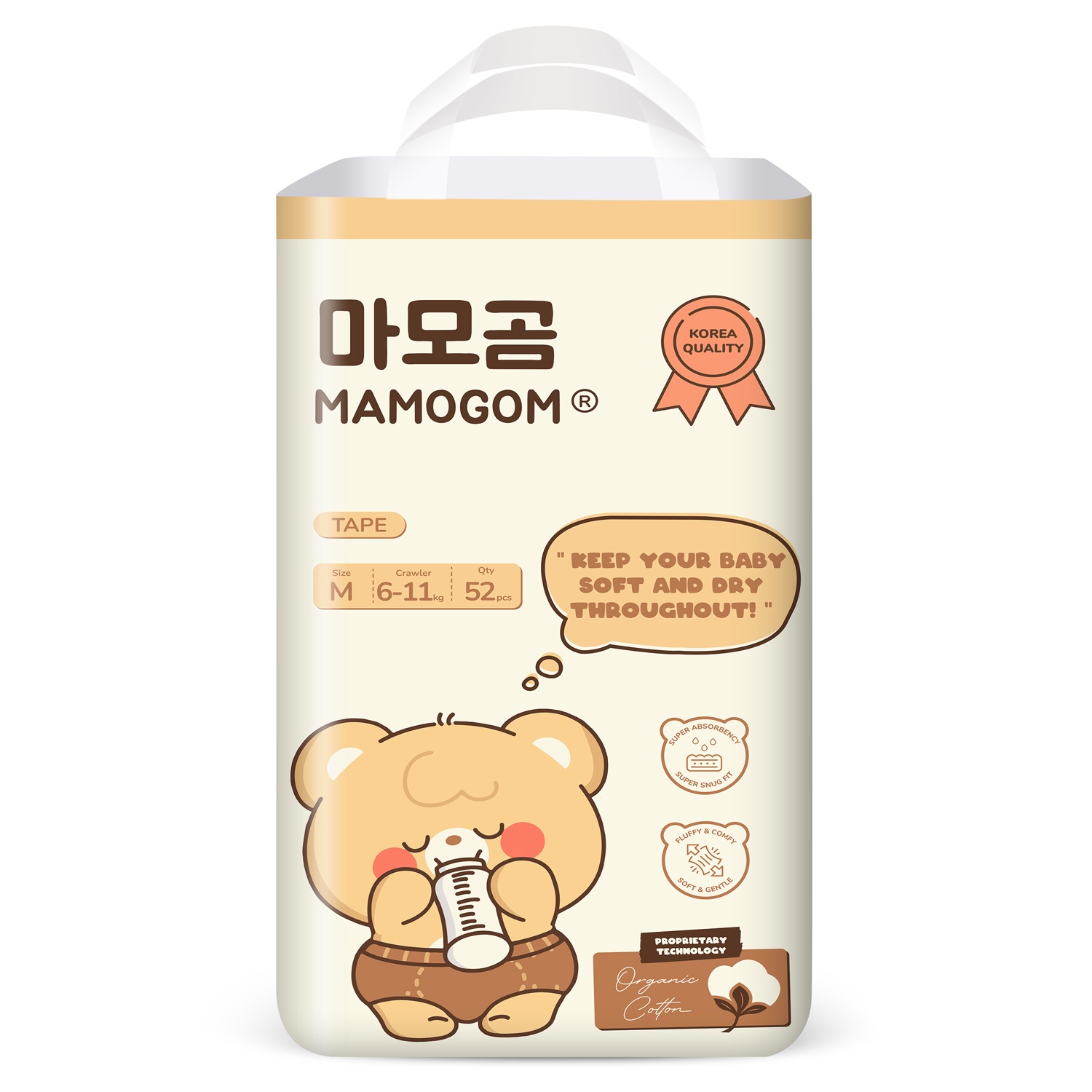 Bỉm - Tã dán Mamogom Premium size M 52 miếng (cho bé 6-11kg)