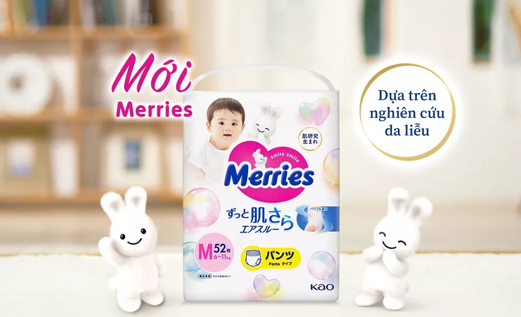 Chọn size tã bỉm quần Merries theo cân nặng của bé