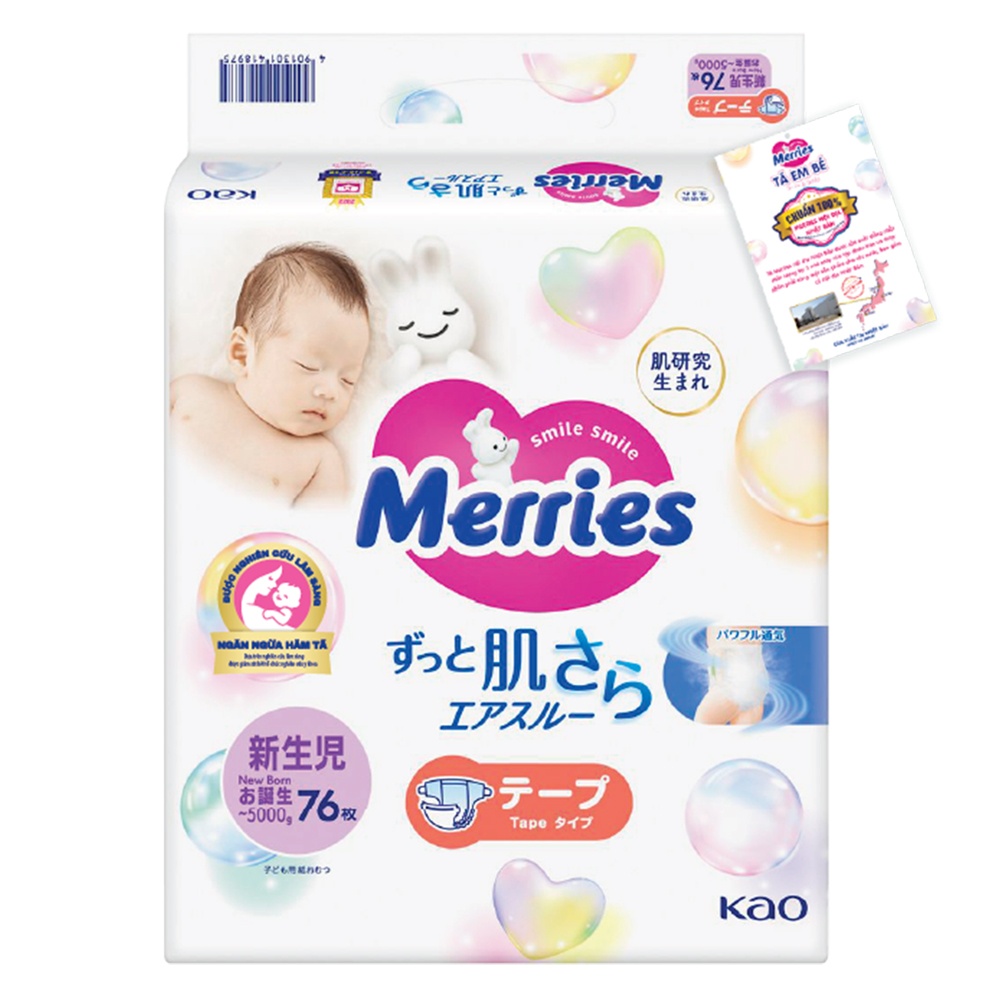 Bỉm tã Merries Newborn 76 miếng hình 1