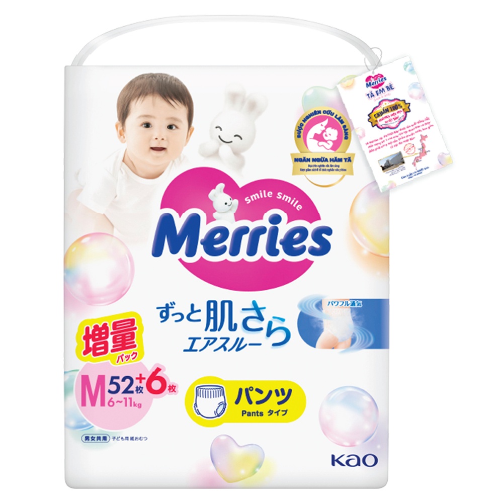 Bỉm - Tã quần Merries size M 52 miếng (cho bé 6-11kg) hình 1