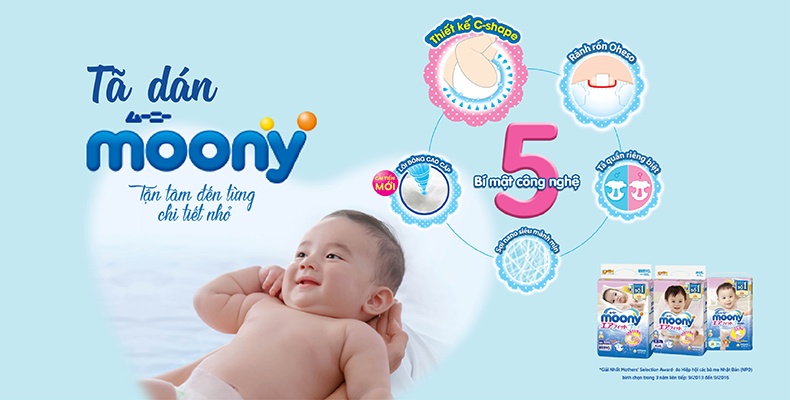 Bỉm - Tã dán Moony cộng miếng size M 64 + 4 (6 - 11kg) hình 2