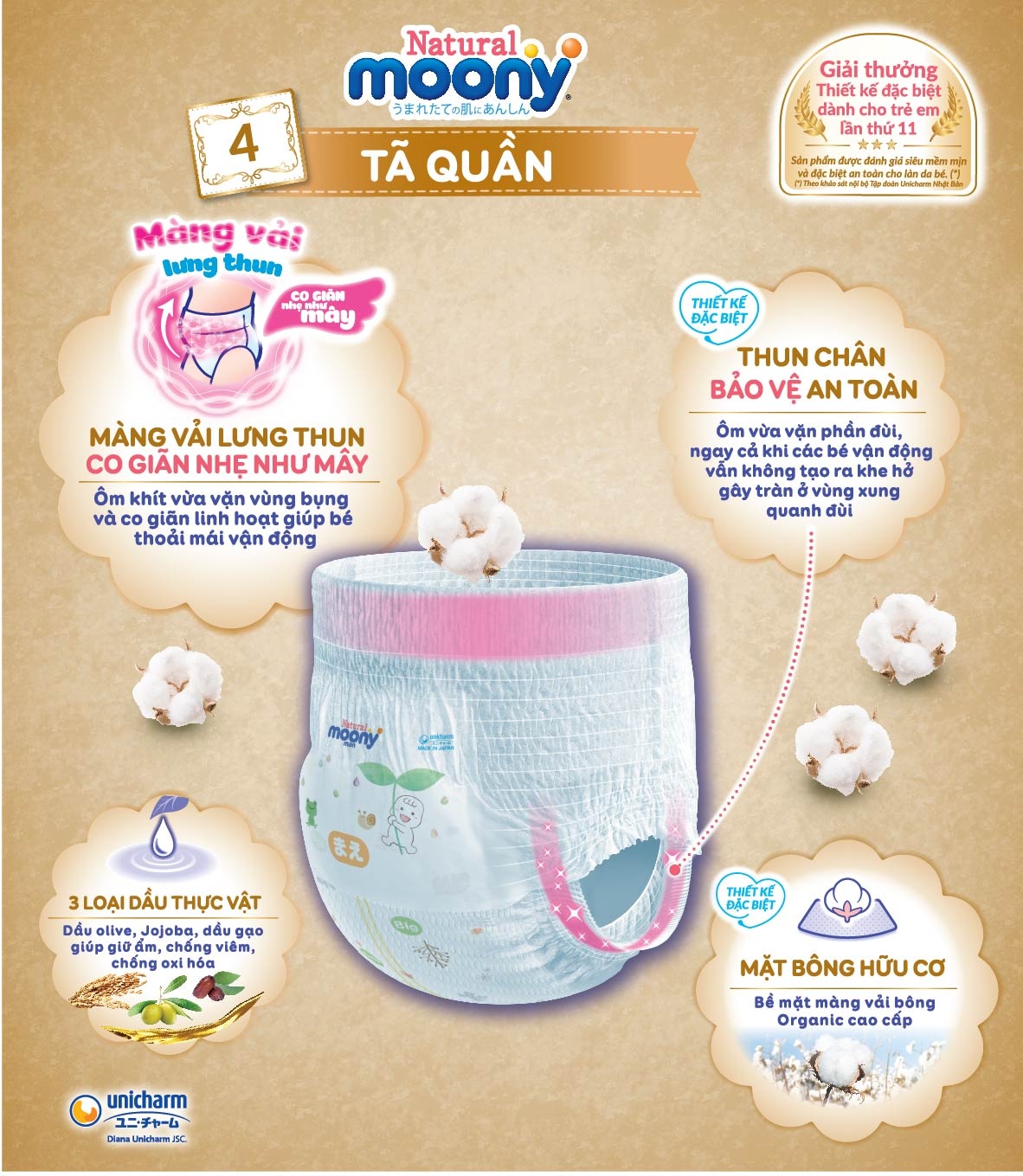 Bỉm - Tã quần Moony Natural size M 46 miếng (5 - 10kg) 2