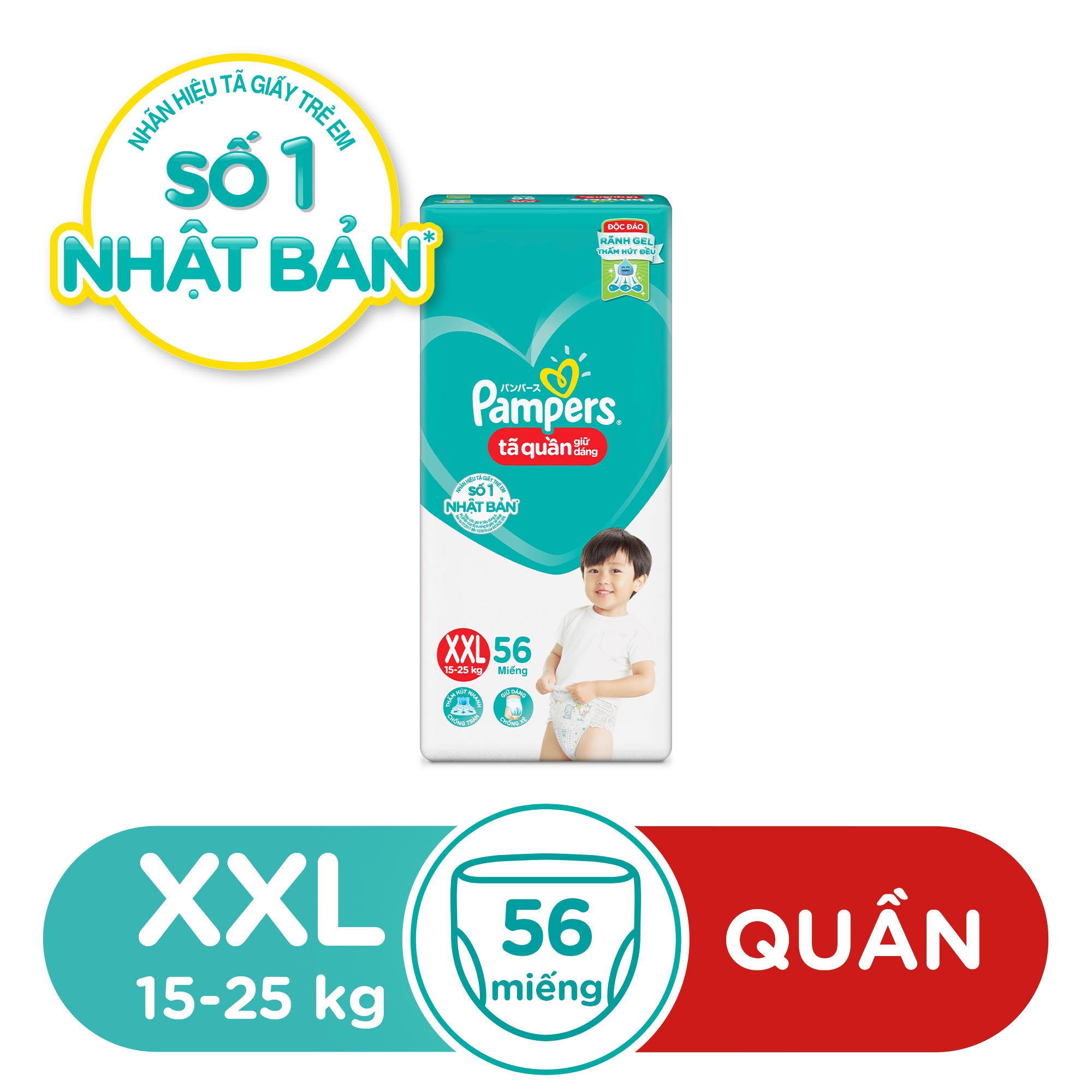 Bỉm - Tã quần Pampers Super Jumbo size XXl 56 miếng cho bé 15-25kg hình 1