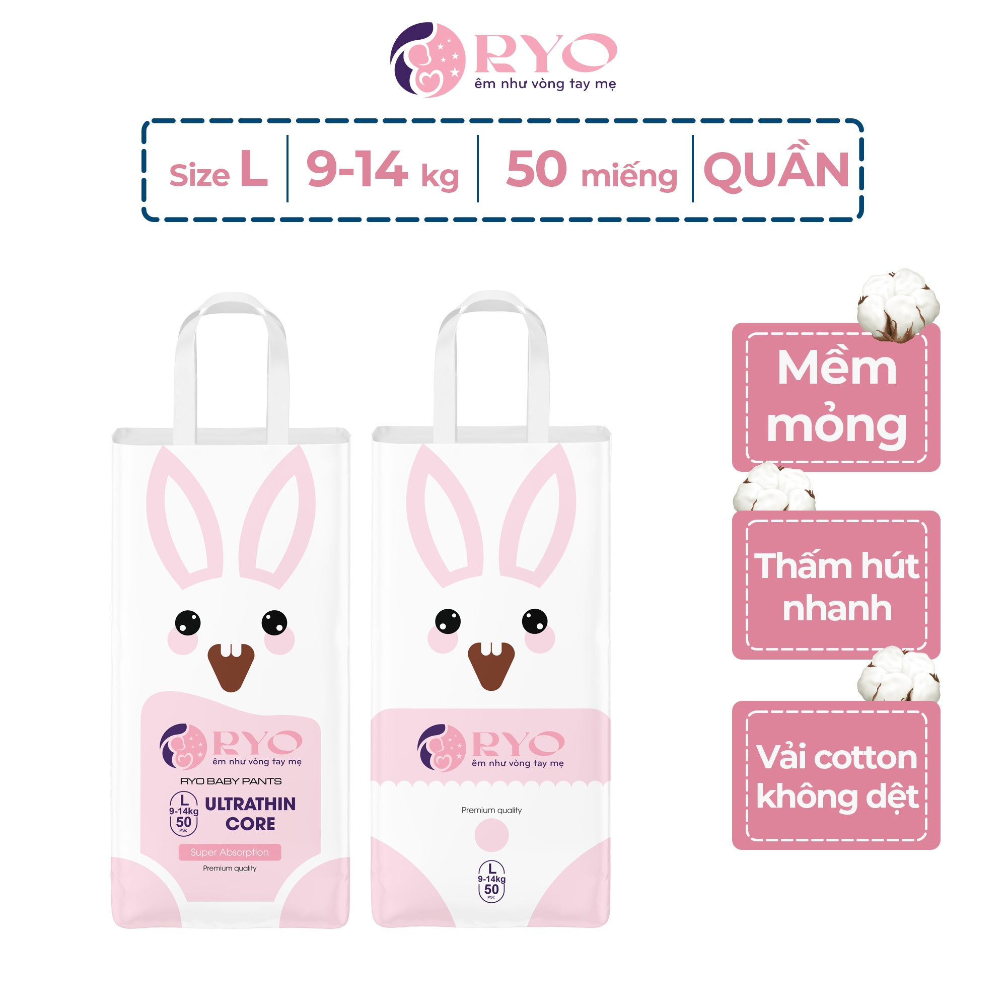 Bỉm - Tã quần Ryo L 50 miếng (cho bé 9-14kg) hình 2