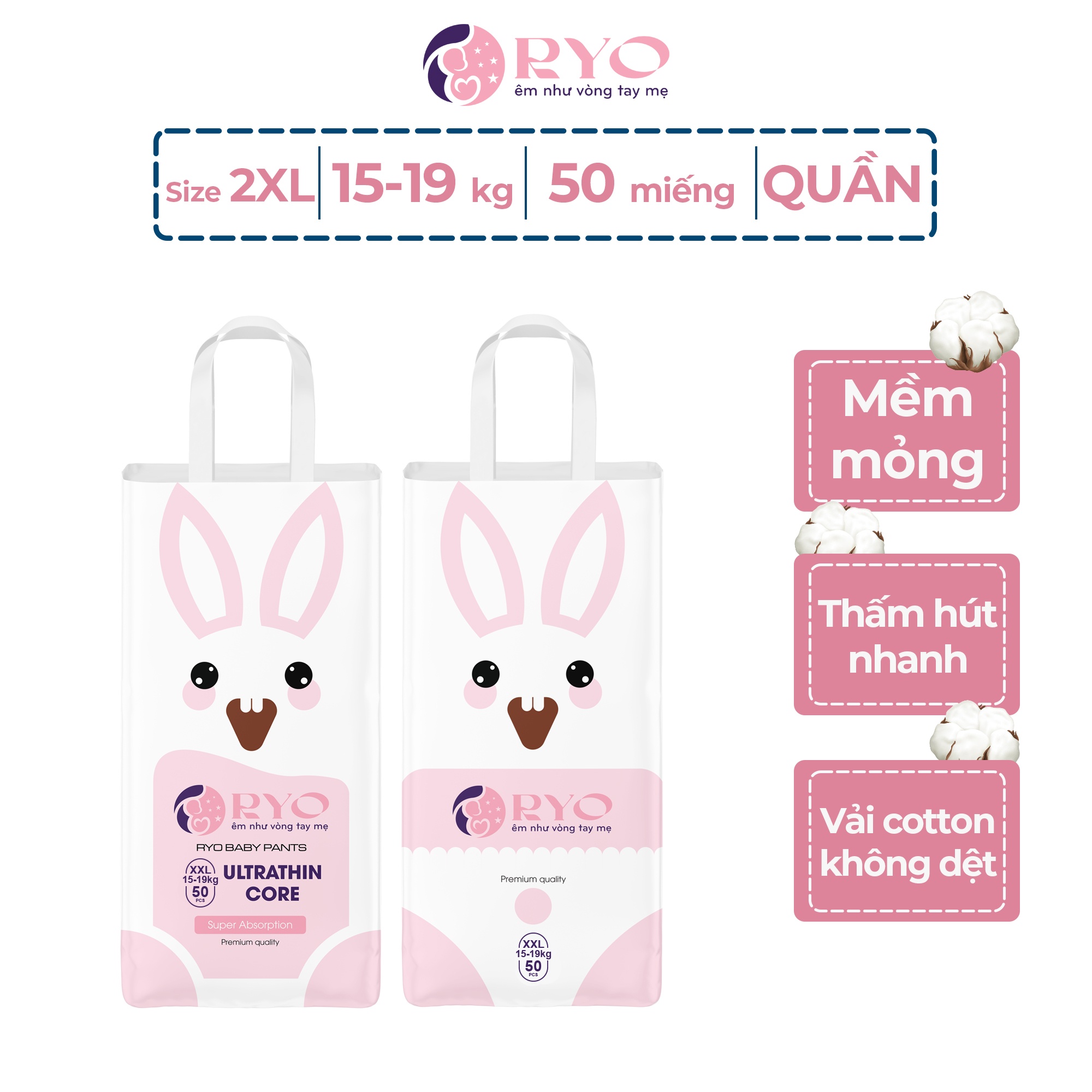 Bỉm - Tã quần Ryo XXL 50 miếng (cho bé 15-19kg) hình 2